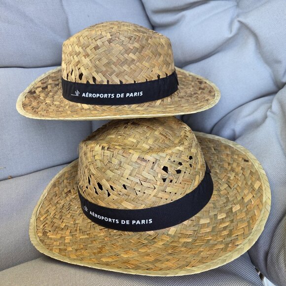 Brand New! Two Paris Airport Straw Hats - Picture 1 of 5